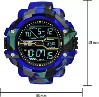 Acnos Brand - Multi Functional Sports Digital Blue Color Black Dial Men's Watch-thumb1