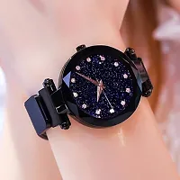 Acnos Purple and Black Color 12 Point with Trending Magnetic Analogue Metal Strap Watches for Girl's and Women's Pack of - 2(DM-190-200)-thumb3