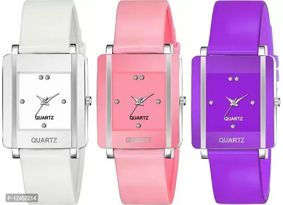 Stylish PU Analog Watches For Women- 3 Pieces-thumb0