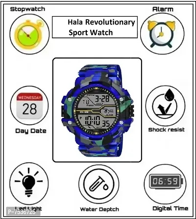 Acnos Brand - A Digital Boy's Watch (Black Dial, Blue Strap)-thumb3