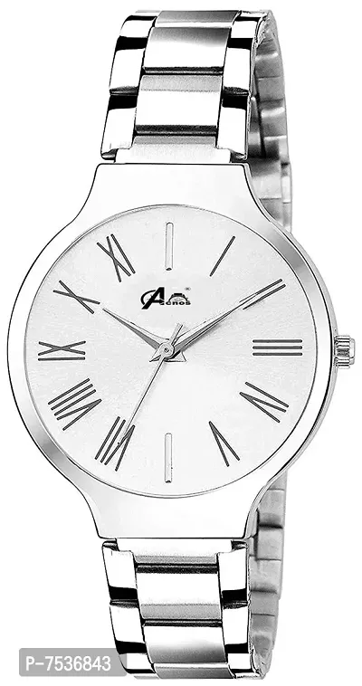 Acnos Women's Analog Branded White Dial Stainless Steel Band Watch with Heart Diamond Silver Bracelet, Pack of 2-thumb3