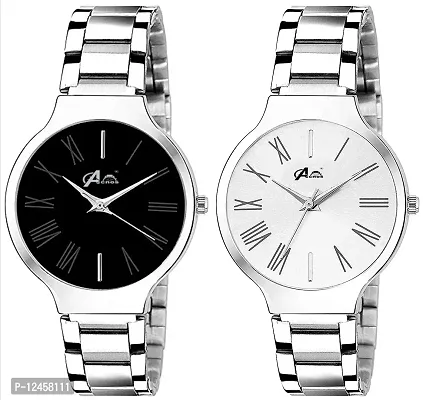 Stylish Stainless Steel Analog Watches For Women- 2 Pieces