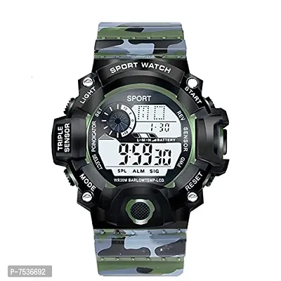 Acnos Brand - A Digital Watch Shockproof Multi-Functional Automatic Army Green Color Army Strap Waterproof Digital Sports Watch for Men's Kids Watch for Boys Watch for Men Pack of-1-thumb0