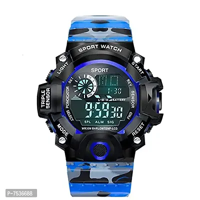 Acnos Brand - A Digital Watch Shockproof Multi-Functional Automatic Army Blue Color Army Strap Waterproof Digital Sports Watch for Men's Kids Watch for Boys Watch for Men Pack of-1