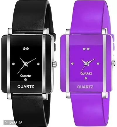 Stylish PU Analog Watches For Women- 2 Pieces