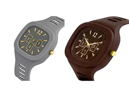 Stylish Multicoloured Silicone Analog Watches For Men Pack Of 2-thumb1