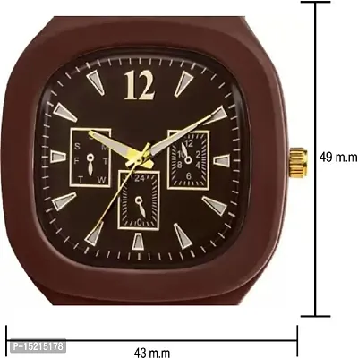 Stylish Brown Silicone Analog Watches For Men Pack Of 2-thumb3