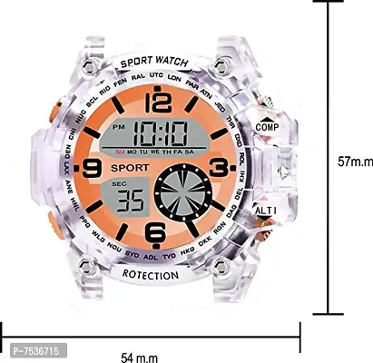 Acnos Brand - A Heavy Quality Digital Alarm Shockproof Multi-Functional Automatic White Strap Orange Dial Waterproof Digital Sports Watch for Men's Kids Watch for Boys - Watch for Men Pack of 1-thumb4