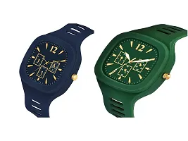 Stylish Multicoloured Silicone Analog Watches For Men Pack Of 2-thumb1