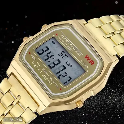 Azon Brand Digital Silver Colour Vintage Square Dial Unisex Wrist Watch for Men Watch For Women Pack Of 1 (WR-Gold)