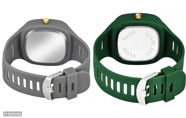 Stylish Multicoloured Silicone Analog Watches For Men Pack Of 2-thumb4