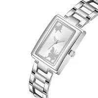 Acnos Brand - White Square Dial Silver Chain Belt Analogue Watch for Girl's and Women's Pack of - 1-thumb1