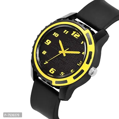 Acnos Black and Yellow Dial Black Rubber Belt Analogue MT Watch for Men's and Boy's Pack of - 1 (MT-112)-thumb2