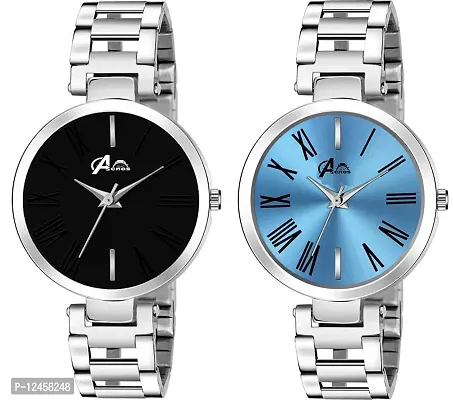 Stylish Stainless Steel Analog Watches For Women- 2 Pieces