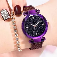 Acnos 4 Point Purple Magnet Strap Analogue Women's and Girls Watch Sweet Heart Purple Bracelet Combo for Girl's  Women's Watch (Set of 2)-thumb2