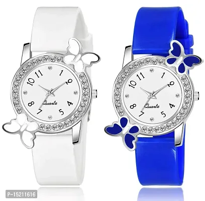Stylish Multicoloured Silicone Analog Watches For Women Pack Of 2-thumb0