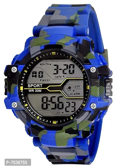 Acnos Blue Color Army Shockproof Waterproof Digital Sports Watch for Mens Kids Sports Watch for Boys - Military Army Watch for Men-thumb0