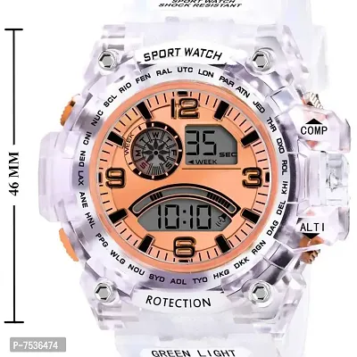 Acnos Brand - A Digital Watch with LED Shockproof Multi-Functional Automatic Orange Dial White Strap Waterproof Digital Sports Watch for Men's Kids Watch for Boys - Watch for Men Pack of 2-thumb5