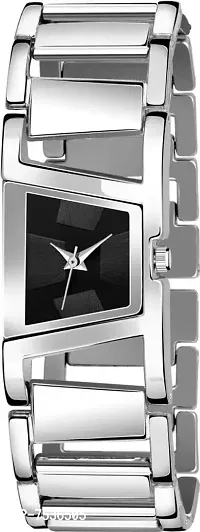 Acnos Dress Analogue Women's Watch(Black Dial Silver Colored Strap)-F-Square Blk