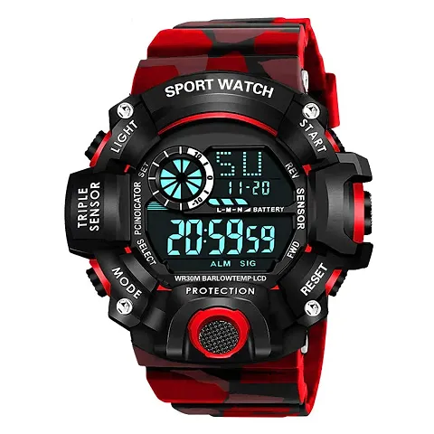 Acnos Brand - A Digital Watch Shockproof Multi-Functional Automatic 5 Color Army Strap Waterproof Digital Sports Watch for Men's Kids Watch for Boys Watch for Men Pack of 1