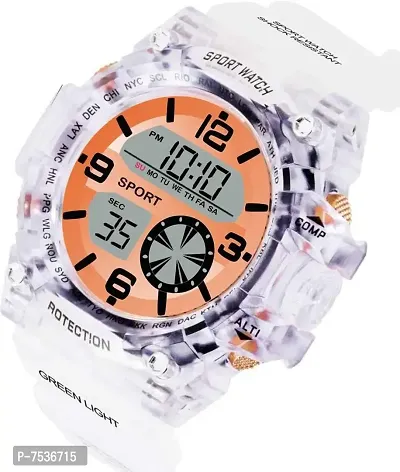 Acnos Brand - A Heavy Quality Digital Alarm Shockproof Multi-Functional Automatic White Strap Orange Dial Waterproof Digital Sports Watch for Men's Kids Watch for Boys - Watch for Men Pack of 1-thumb3