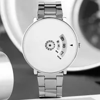 Acnos Show Like White Dial in Second-Min-Hour Steel Belt Analogue Watch for Men Pack of - 1 (PNEW-WHITE02)-thumb3