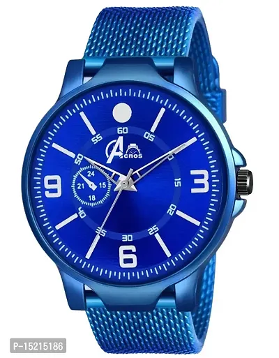 Stylish Blue PU Analog Watches For Men