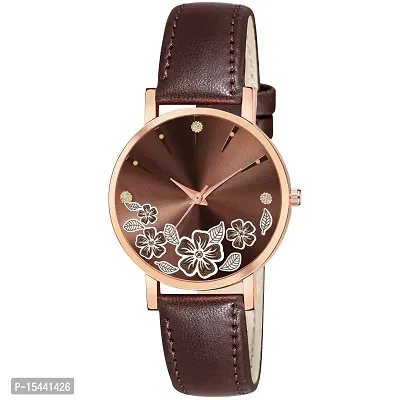 Acnos Analog Women's Watch (Brown Dial Brown Colored Strap)