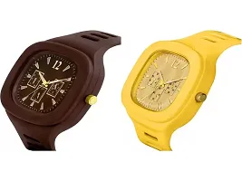 Stylish Multicoloured Silicone Analog Watches For Men Pack Of 2-thumb1