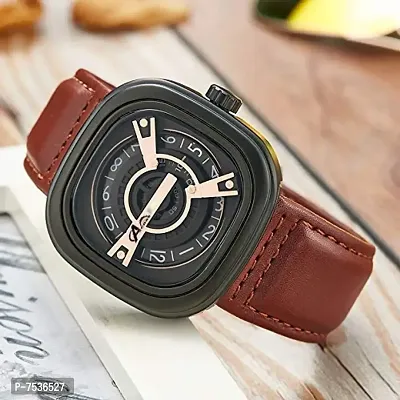 Acnos Square Dial  Brown Belt Watch Analog Watch - for Men (s-BRN)-thumb2