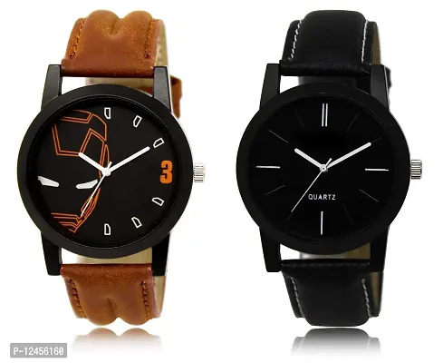 Elegant Slim Line Round Case Dial Analog Watch Combo For Men -Pack Of 2