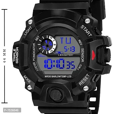 Acnos Brand - A Digital Watch with LED Shockproof Multi-Functional Automatic Black Boader Black Waterproof Digital Sports Watch for Men's Kids Watch for Boys - Watch for Men Pack of 2-thumb5