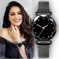 Acnos Black Round Diamond Dial with Latest Generation Purple  Rosegold Magnet Belt Analogue Watch for Women Pack of - 2 (DM-PURPLE-ROSEGOLD05)-thumb3