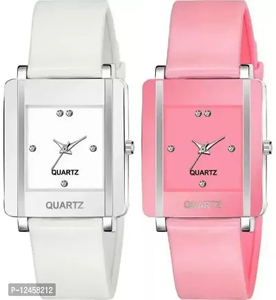 Stylish PU Analog Watches For Women- 2 Pieces