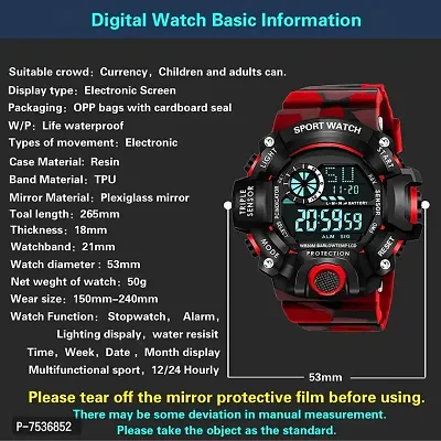 Acnos Brand - Digital Watch with Red Shockproof Multi-Functional Automatic 5 Color Army Strap Waterproof Digital Sports Watch for Men's Kids Watch for Boys - Watch for Men Pack of 2-thumb4