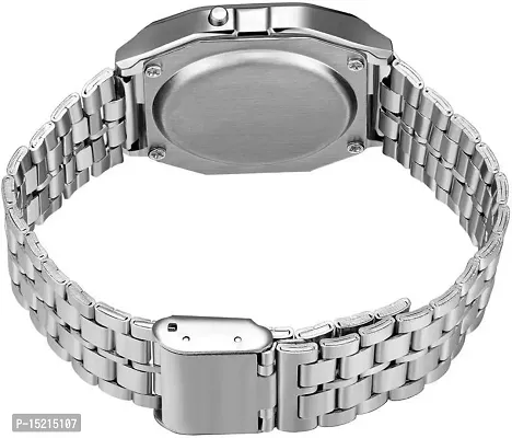 Stylish Silver Stainless Steel Digital Watches For Men-thumb3