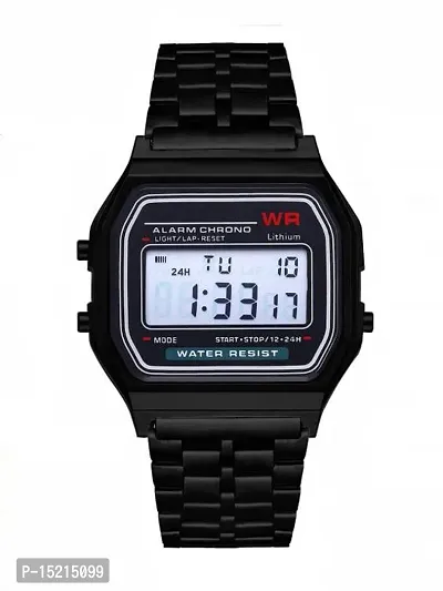 Stylish Black Stainless Steel Digital Watches For Men