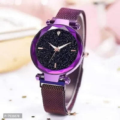 Acnos 4 Point Purple Magnet Strap Analogue Women's and Girls Watch Sweet Heart Purple Bracelet Combo for Girl's  Women's Watch (Set of 2)-thumb5