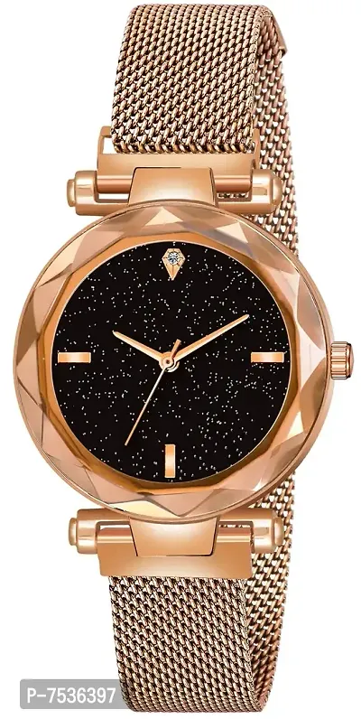 Acnos Brand - A Brand Festival Special Rosegold Round 1 Diamond Magnet Belt Analog Watch for Women's-thumb0