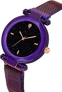 Acnos 4 Point Blue and Purple Color with Trending Magnetic Analogue Metal Strap Watches for Girl's and Women's Pack of - 2(P-170-190)-thumb2