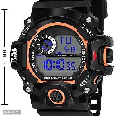 Acnos Brand - A Digital Watch with LED Shockproof Multi-Functional Automatic Orange Boader Black Waterproof Digital Sports Watch for Men's Kids Watch for Boys - Watch for Men Pack of 2-thumb5