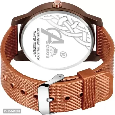 Acnos Brown PU Chronograph Strap Analog Wrist Watch for Men Women Pack Of 1-thumb3