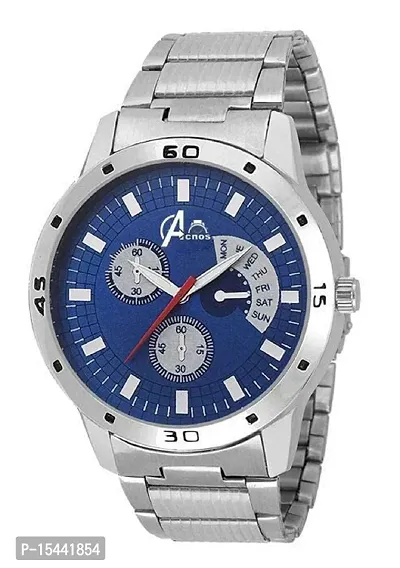 Acnos Brand Stainless Steel Blue Dial Chain Watch for Men Watch For Boy Pack Of 1