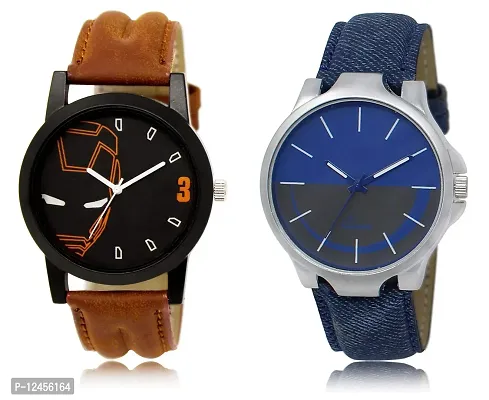 Elegant Slim Line Round Case Dial Analog Watch Combo For Men -Pack Of 2