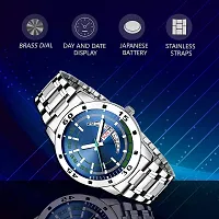 Acnos Day and Date Functioning Metal Strap Quartz Wrist Watch for Men with Brass Dial-thumb1