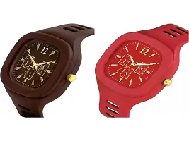 Stylish Multicoloured Silicone Analog Watches For Men Pack Of 2-thumb1