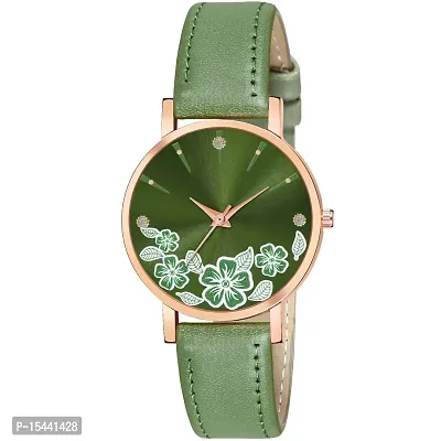 Acnos Analog Women's Watch (Green Dial Green Colored Strap)