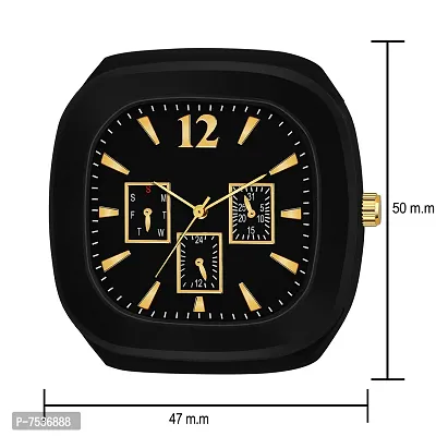 Acnos Brand - A Choras Black Watch Square Multi DIAL Analog Silicon PU Strap ADDI Stylish Designer Analog Watch - for Boys Pack of 1-thumb3