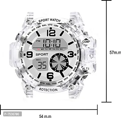 Acnos Brand - A Heavy Quality Digital Alarm Shockproof Multi-Functional Automatic White Strap Silver Dial Waterproof Digital Sports Watch for Men's Kids Watch for Boys - Watch for Men Pack of 1-thumb4