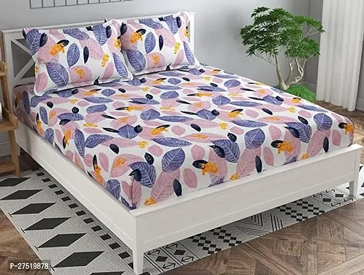 Stylish Multicolored Glace Cotton Double Size Mixed Printed 1 Bedsheet With 2 Pillowcovers